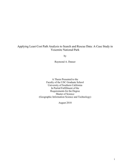 Applying Least Cost Path Analysis to Search and Rescue Data: a Case Study in Yosemite National Park
