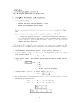 02 -- Complex Numbers and Functions