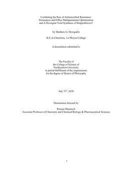 Combating the Rise of Antimicrobial Resistance: Permeation and Efflux Multiparameter Optimization and a Divergent Total Synthesis of Streptothricin F