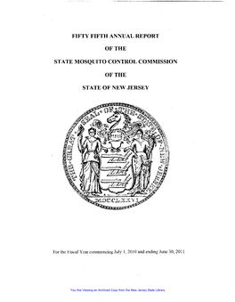 Fifty Fifth Annual Report of the State Mosquito Control Commission for the Fiscal Year Covering the Period from July 1, 2010 Through June 30, 2011