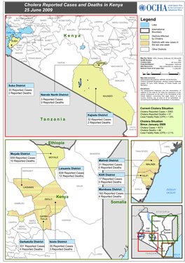 Cholera Reported Cases and Deaths in Kenya 25 June 2009