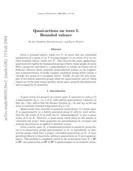 Quasi-Actions on Trees I. Bounded Valence