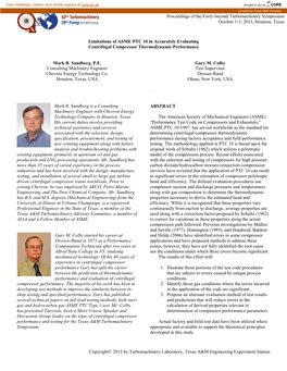 Limitations of ASME PTC 10 in Accurately Evaluating Centrifugal Compressor Thermodynamic Performance