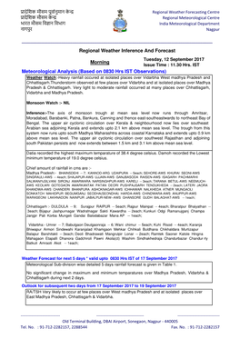 Regional Weather Inference and Forecast Meteorological Analysis