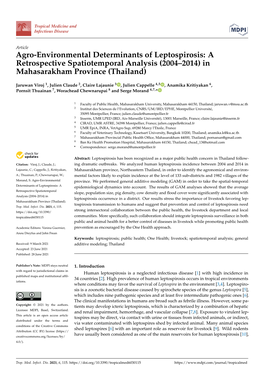 Agro-Environmental Determinants of Leptospirosis: a Retrospective Spatiotemporal Analysis (2004–2014) in Mahasarakham Province (Thailand)
