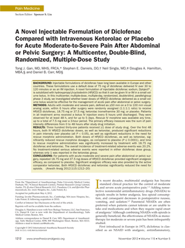 A Novel Injectable Formulation of Diclofenac Compared With