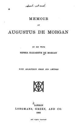 Memoir of Augustus De Morgan