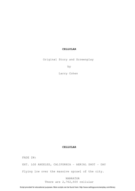 "Cellular," Early Draft, by Larry Cohen