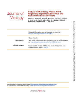 Human Rhinovirus Infections Negatively Regulates Enterovirus