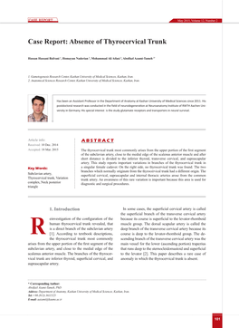 Case Report: Absence of Thyrocervical Trunk