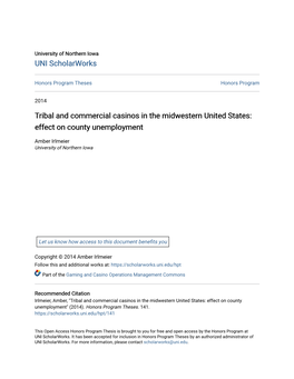 Tribal and Commercial Casinos in the Midwestern United States: Effect on County Unemployment