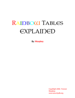 Rainbow Tables EXPLAINED