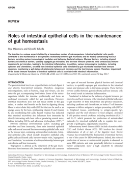 Roles of Intestinal Epithelial Cells in the Maintenance of Gut Homeostasis