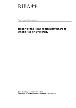 Report of the RIBA Exploratory Board to Anglia Ruskin University