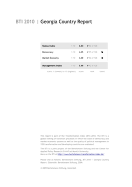 Georgia Country Report BTI 2010