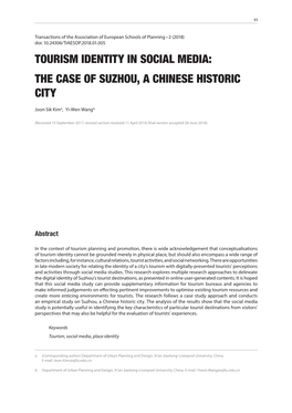 Tourism Identity in Social Media: the Case of Suzhou, a Chinese Historic City