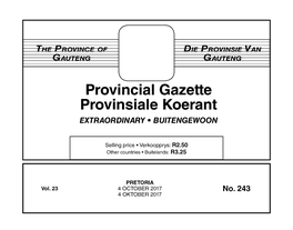 Provincial Gazette Provinsiale Koerant EXTRAORDINARY • BUITENGEWOON