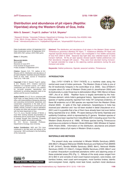 Distribution and Abundance of Pit Vipers (Reptilia: Viperidae) Along the Western Ghats of Goa, India