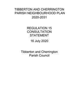 Tibberton and Cherrington Parish Neighbourhood Plan 2020-2031