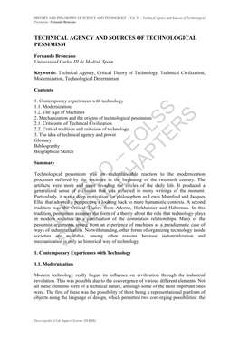 Technical Agency and Sources of Technological Pessimism - Fernando Broncano