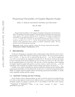 Proportional Choosability of Complete Bipartite Graphs, It Is Worth Brieﬂy Addressing the Choosability of Complete Bipartite Graphs