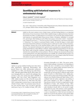 Quantifying Aphid Behavioral Responses to Environmental Change Erika A