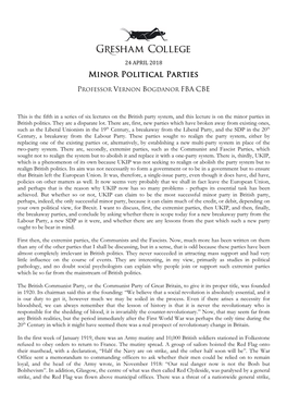 Minor Political Parties