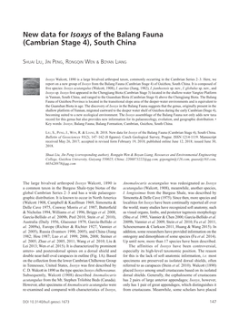 New Data for Isoxys of the Balang Fauna (Cambrian Stage 4), South China