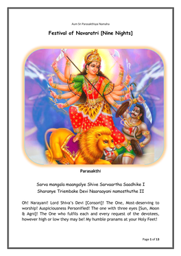 Festival of Navaratri [Nine Nights]