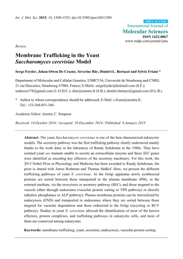 Membrane Trafficking in the Yeast Saccharomyces Cerevisiae Model