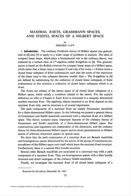 Sets, Grassmann Spaces, and Stiefel Spaces of a Hilbert Space