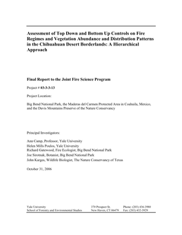 Final Report to the Joint Fire Science Program