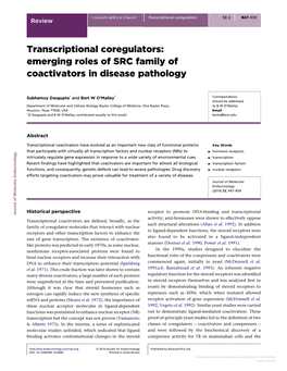 Emerging Roles of SRC Family of Coactivators in Disease Pathology