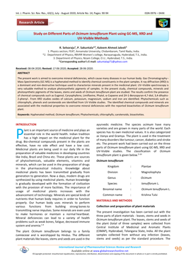 Study on Different Parts of Ocimum Tenuiflorum Plant Using GC-MS, XRD and UV-Visible Methods