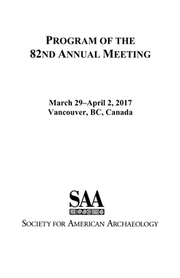Program of the 82Nd Annual Meeting