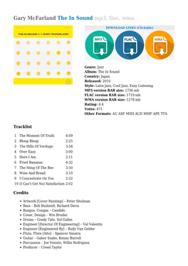 Gary Mcfarland the in Sound Mp3, Flac, Wma