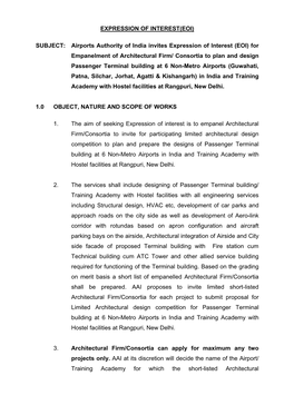 Tender for Empsnelment of Landscape Architects By