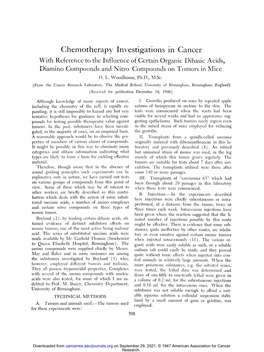 Chemotherapy Investigations in Cancer with Reference to the Influence of Certain Organic Dibasic Acids, Diamino Compounds and Nitro Compounds on T Umors in Mice 1)