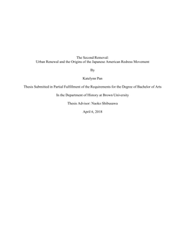 Urban Renewal and the Origins of the Japanese American Redress Movement