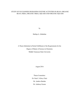 Study of Nucleoside Degrading Enzyme Activities in Bean, Organic Bean, Okra, Organic Okra, Squash and Organic Squash