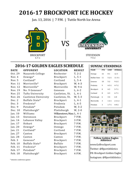 2016-17 BROCKPORT ICE HOCKEY Jan