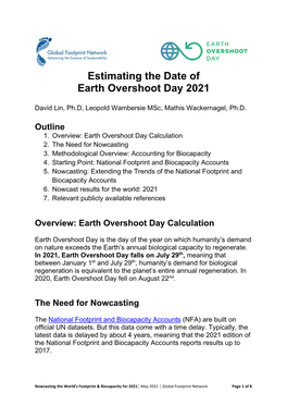 Estimating the Date of Earth Overshoot Day 2021