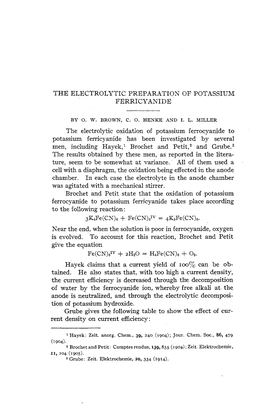 The Electrolytic Preparation of Potassium Ferricyanide