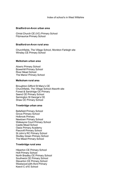 Index of School's in West Wiltshire Bradford-On-Avon Urban Area Christ