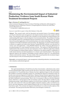 Minimizing the Environmental Impact of Industrial Production: Evidence from South Korean Waste Treatment Investment Projects