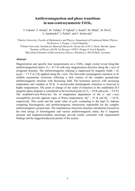 Antiferromagnetism and Phase Transitions in Non-Centrosymmetric