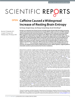 Caffeine Caused a Widespread Increase of Resting Brain Entropy