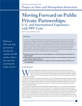 Moving Forward on Public Private Partnerships: U.S