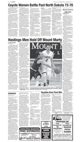 Hastings Men Hold Off Mount Marty Of-17 Shooting to Lead South Dakota (7-5)
