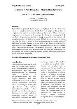 Synthesis of New Pyrazoline- Phenoxathiinderivatives